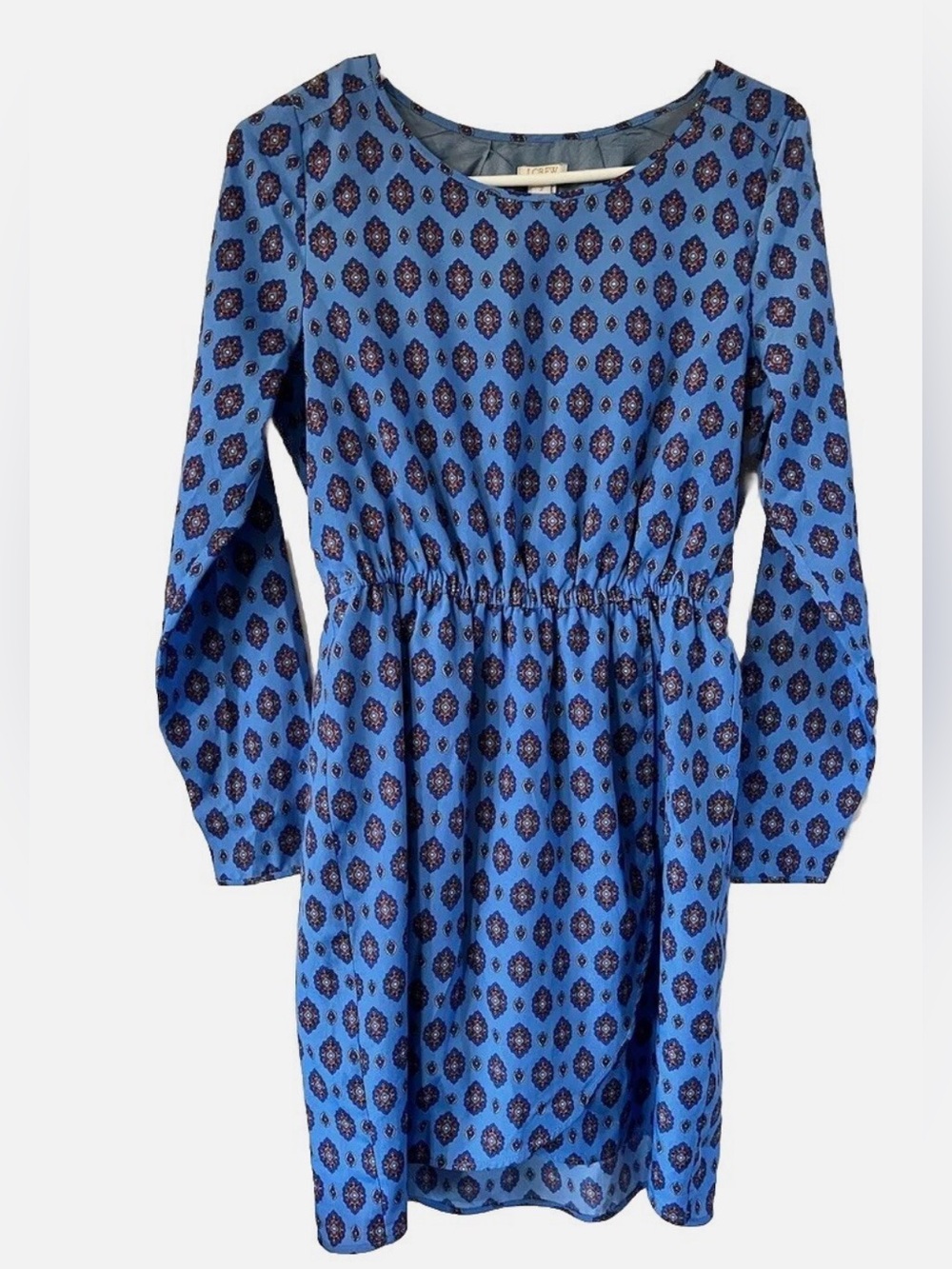 J. Crew Dress Long Sleeve Blue Medallion Paisley Dress